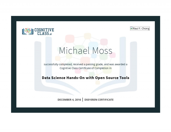 Data Science Hands-On with Open Source Tools Certificate
