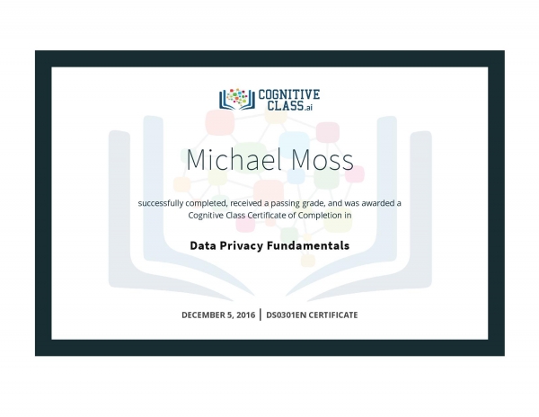 Data Privacy Fundamentals Certificate