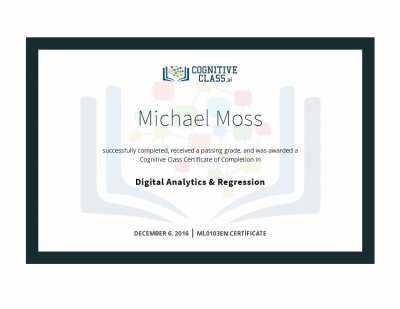 Digital Analytics & Regression Certificate