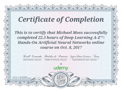 Deep Learning A-Z: Hands-On Artificial Neural Networks Certificate