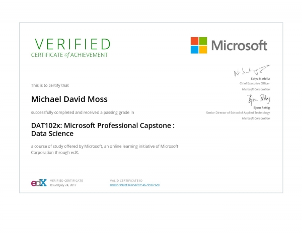 Microsoft Professional Capstone: Data Science Certificate