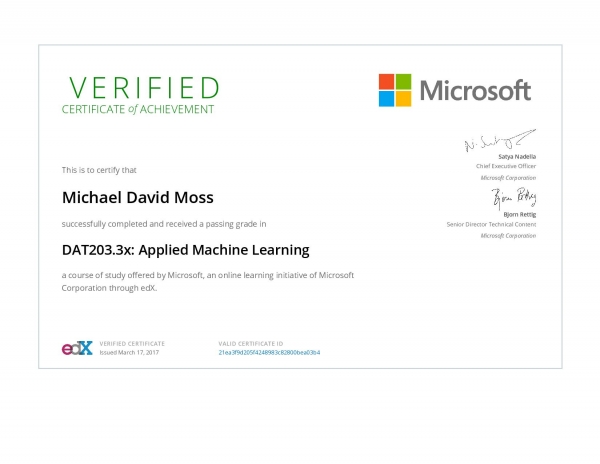 Applied Machine Learning Certificate