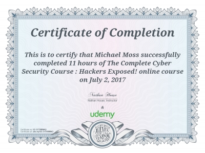 The Complete Cyber Security Course: Hackers Exposed Certificate